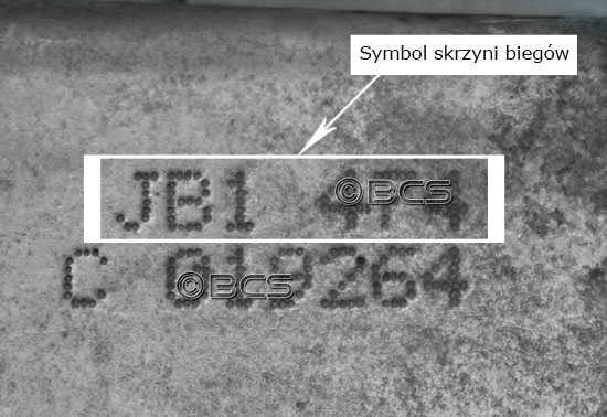 Symbol skrzyni biegów JB1 wypalony elektroiskrowo 4