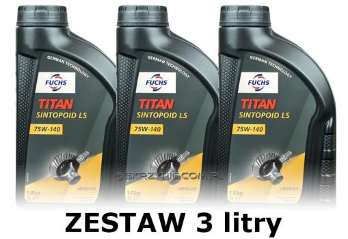 FUCHS TITAN SINTOPOID LS 75W140 GL-5 - olej przekładniowy - 3 litry ZESTAW - TANIEJ